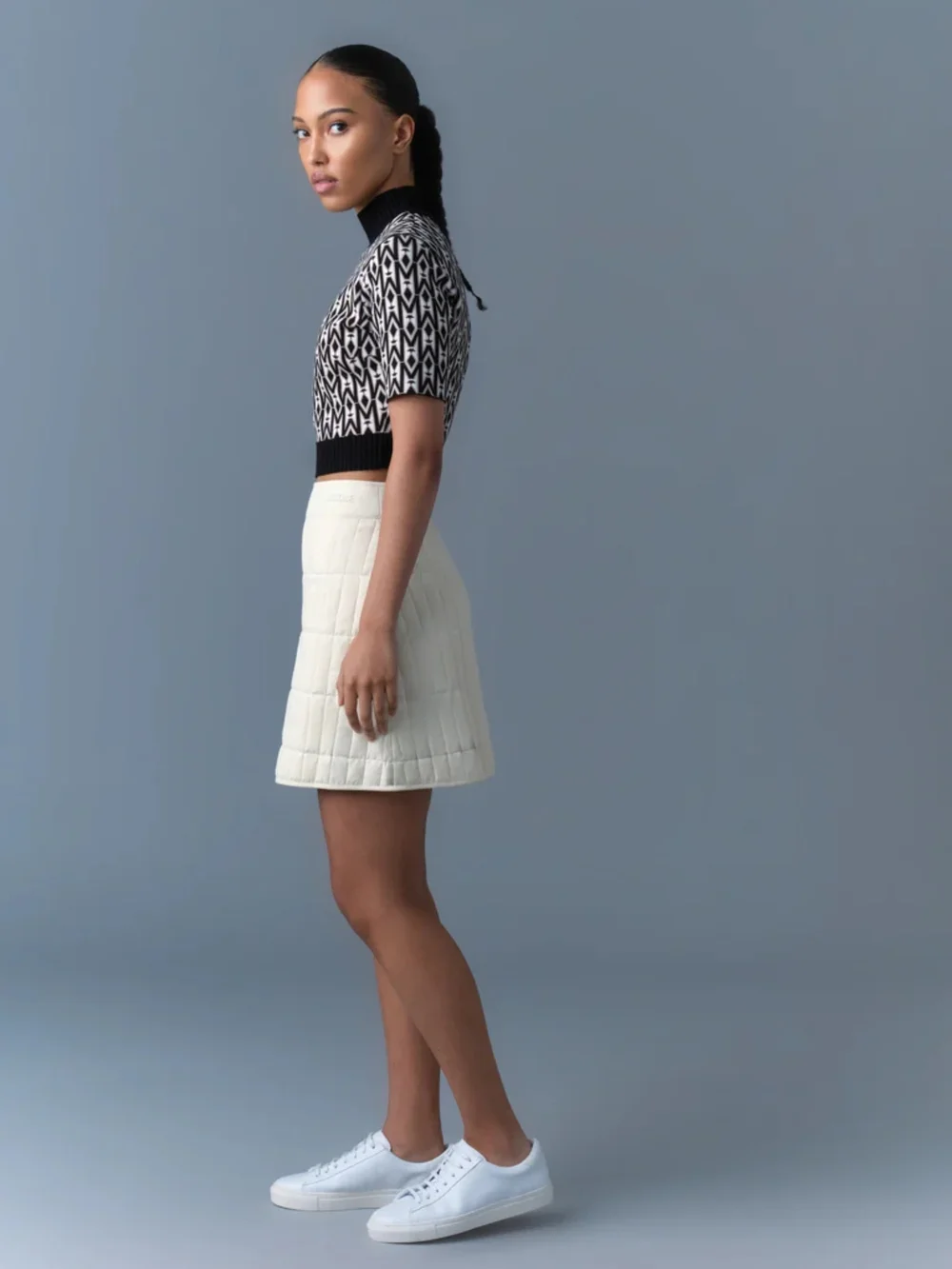 Mackage Tilda Quilted Cream A-Line Skirt